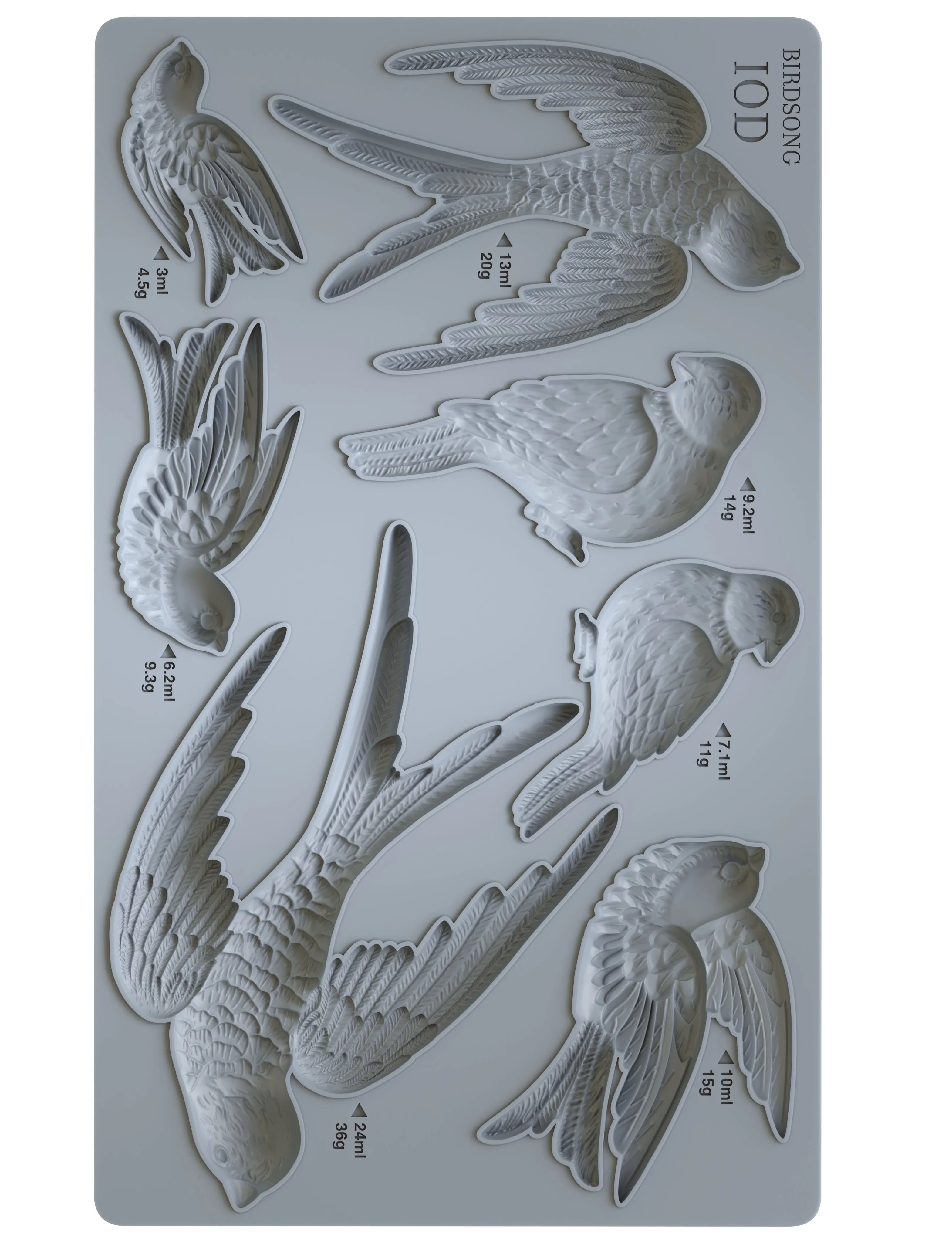 Silicone mold with bird shapes on a gray background