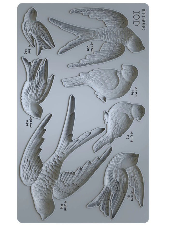Silicone mold with bird shapes on a gray background