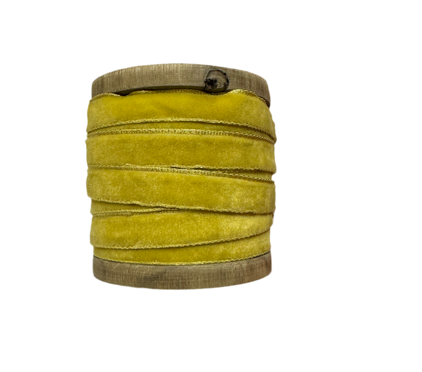10 Yard Velvet Ribbon w/ Metallic Edges on Wood Spool