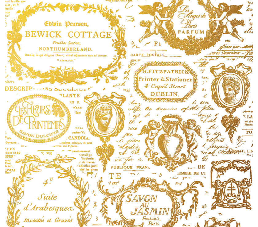 Etiquette Gilded IOD Decor Transfer