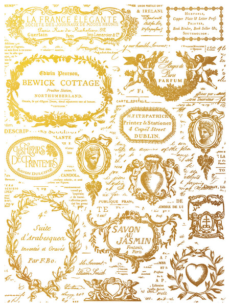 Etiquette Gilded IOD Decor Transfer