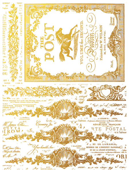 Etiquette Gilded IOD Decor Transfer