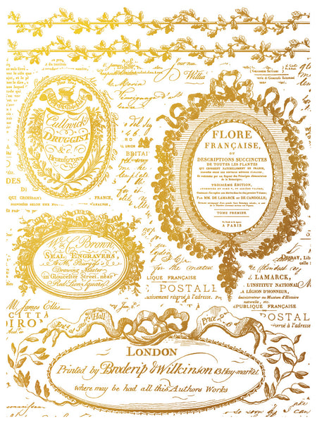 Etiquette Gilded IOD Decor Transfer