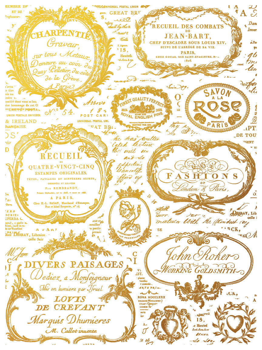 Etiquette Gilded IOD Decor Transfer 12x16