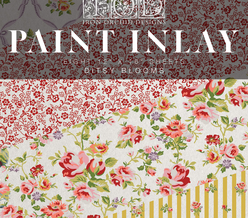 Ditsy Blooms IOD Paint Inlay 12x16 Pad