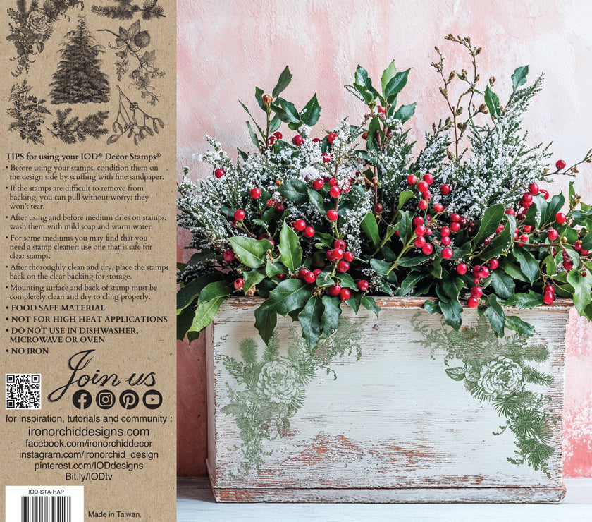 Holly & Pine 12x12 1OD Stamp