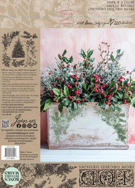 Holly & Pine 12x12 1OD Stamp