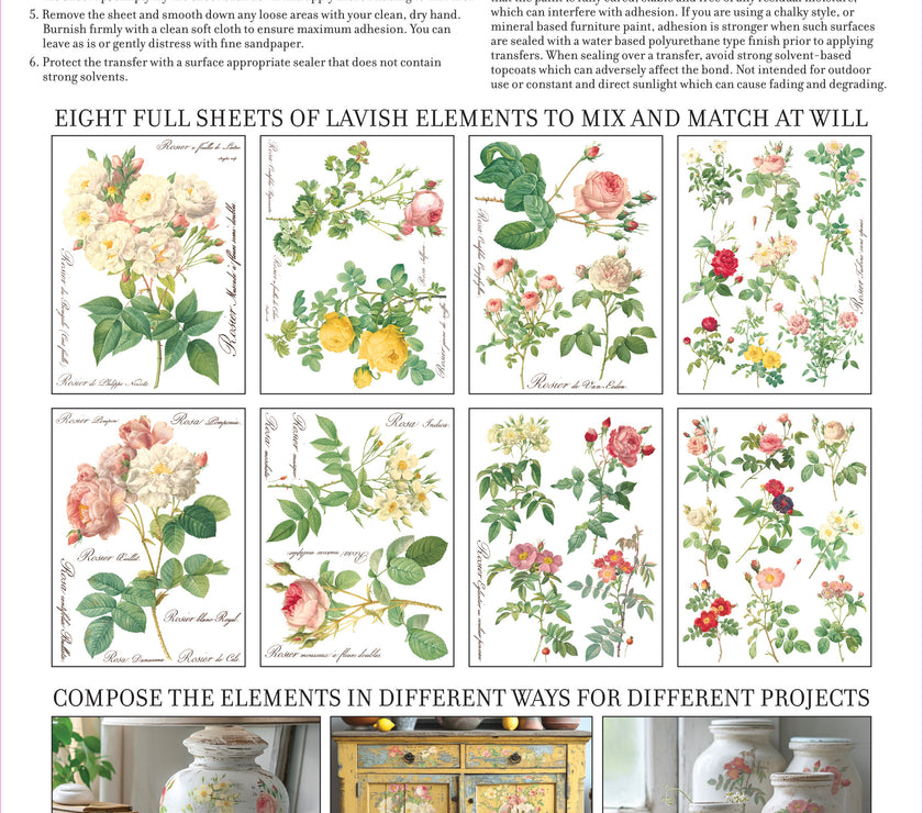 Rose Botanical  Decor IOD Transfer