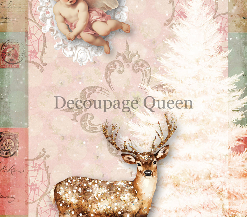 Decoupage Queen Pink Deer Rice Paper