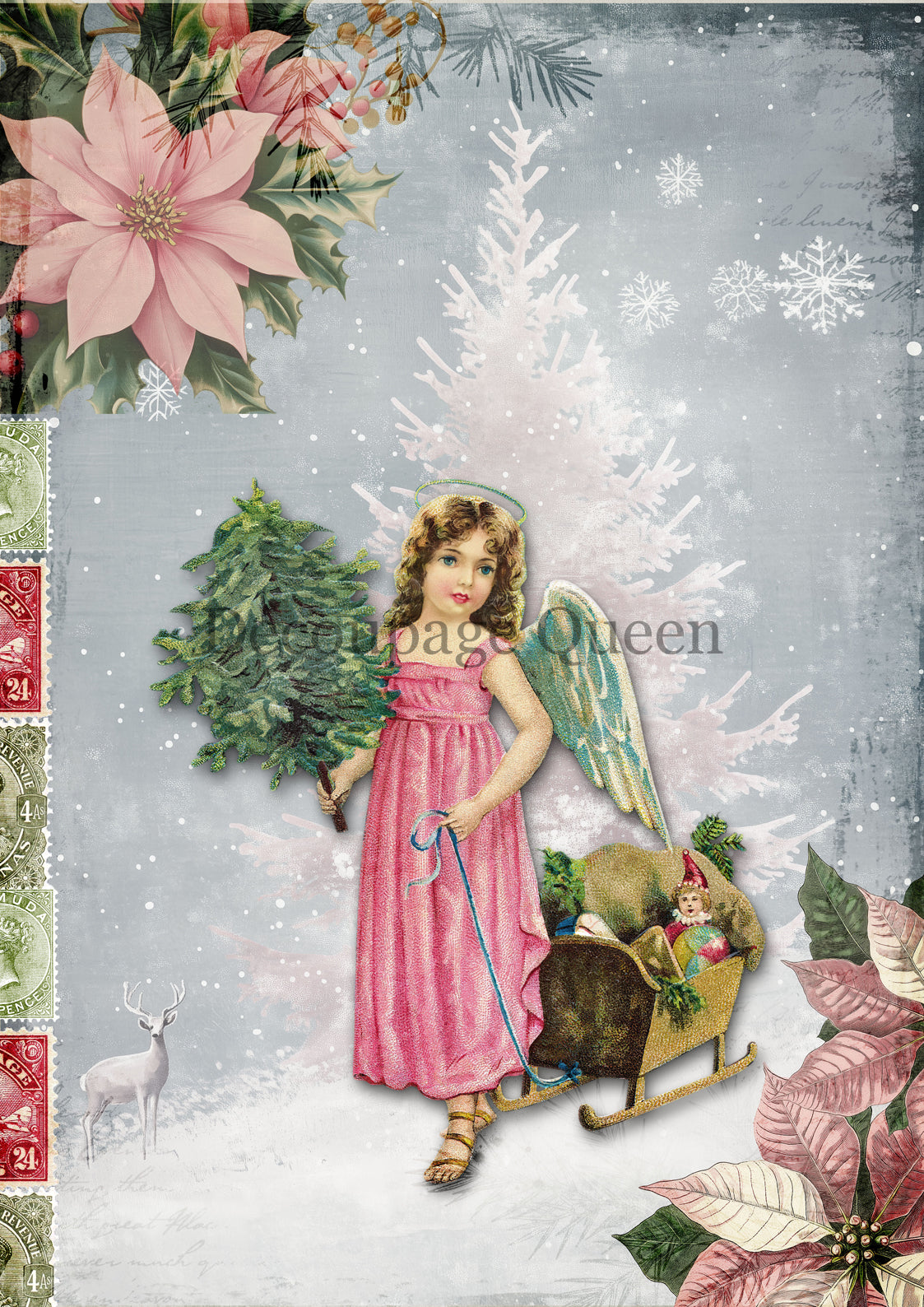 Decoupage Queen Pink Angel Rice Paper