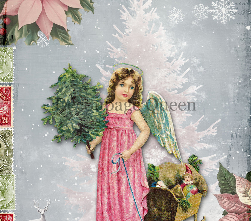 Decoupage Queen Pink Angel Rice Paper