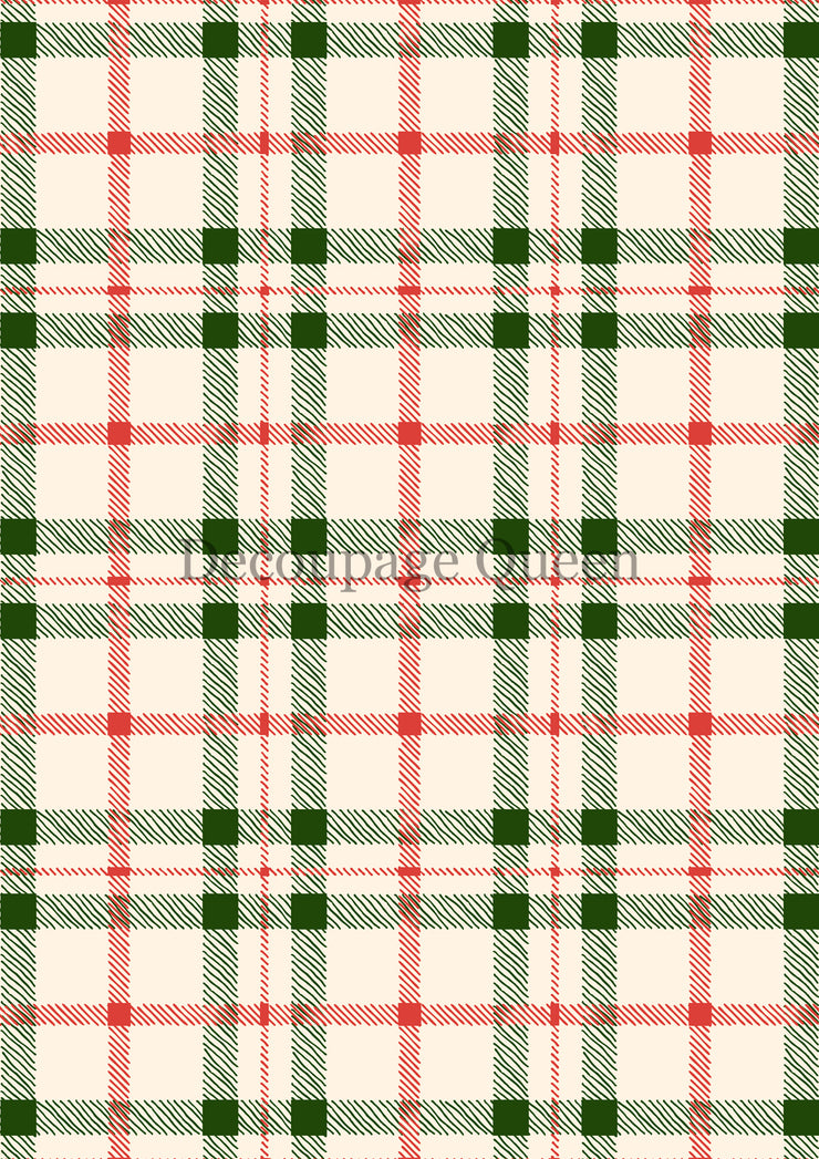 Decoupage Queen Christmas Plaid Rice Paper