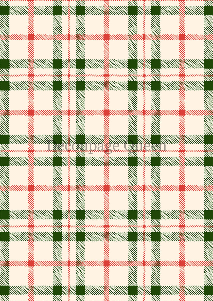 Decoupage Queen Christmas Plaid Rice Paper