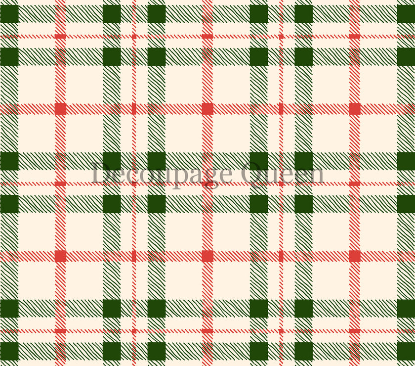 Decoupage Queen Christmas Plaid Rice Paper