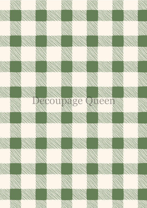 Decoupage Queen Green Checks Rice Paper