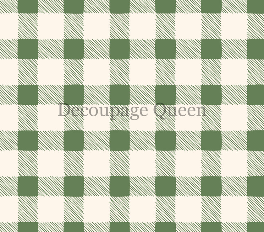 Decoupage Queen Green Checks Rice Paper