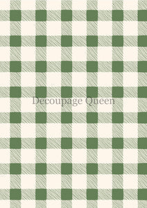 Decoupage Queen Green Checks Rice Paper