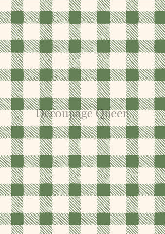 Decoupage Queen Green Checks Rice Paper