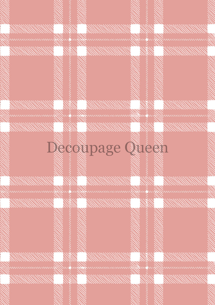 Decoupage Queen Pink Plaid Rice Paper