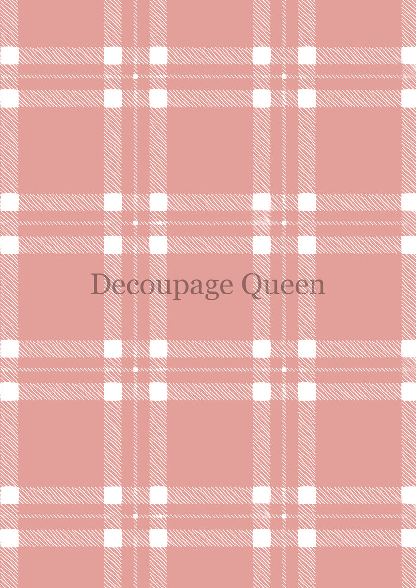 Decoupage Queen Pink Plaid Rice Paper