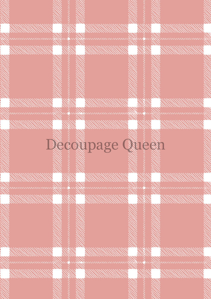 Decoupage Queen Pink Plaid Rice Paper