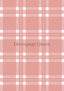 Decoupage Queen Pink Plaid Rice Paper