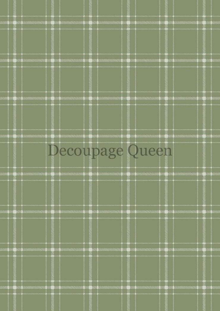 Decoupage Queen Green Plaid Rice Paper