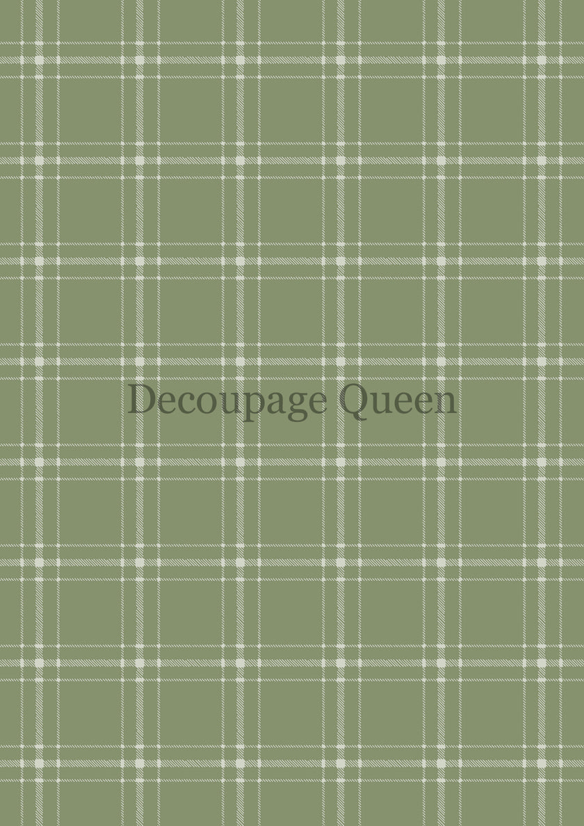 Decoupage Queen Green Plaid Rice Paper