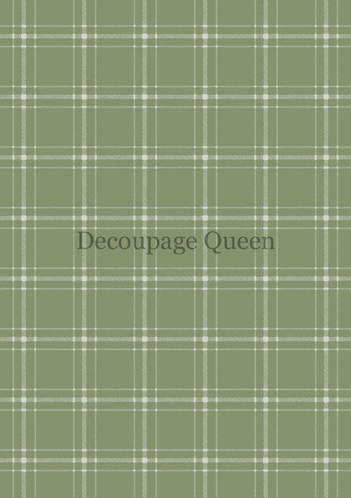 Decoupage Queen Green Plaid Rice Paper