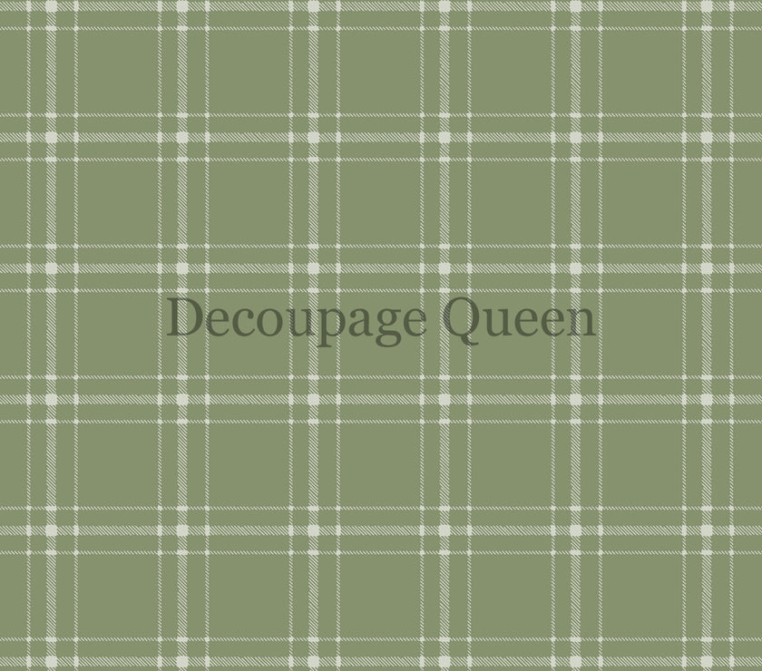 Decoupage Queen Green Plaid Rice Paper