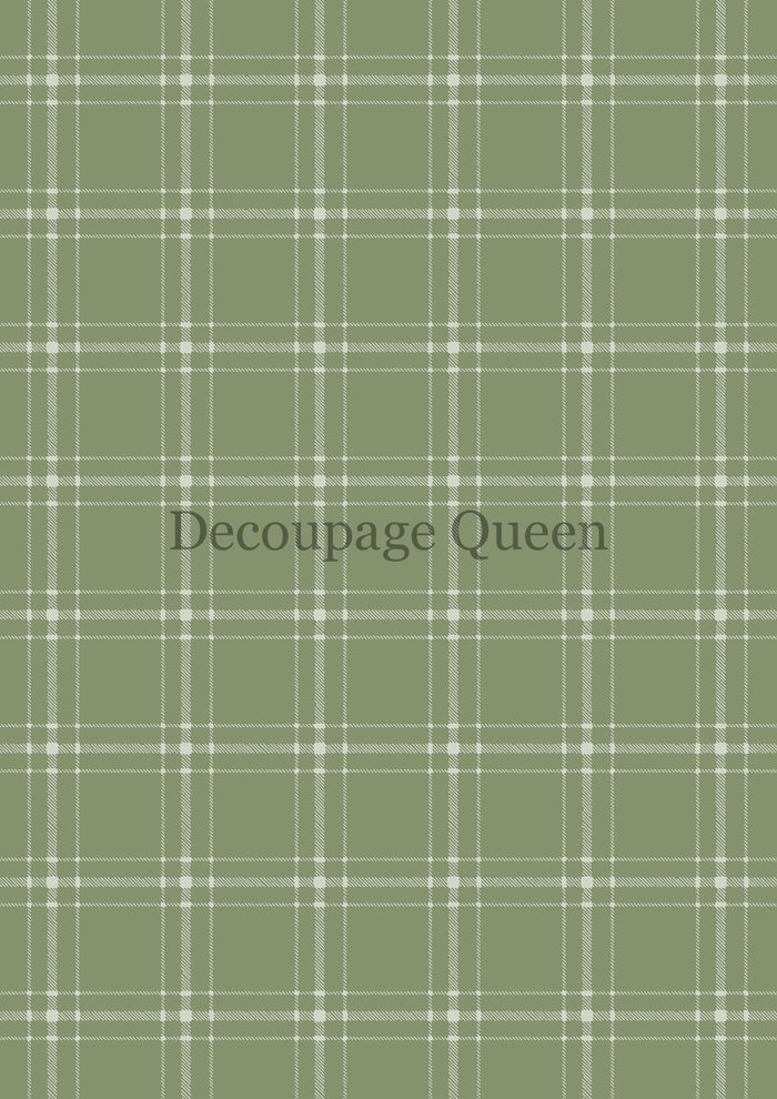 Decoupage Queen Green Plaid Rice Paper