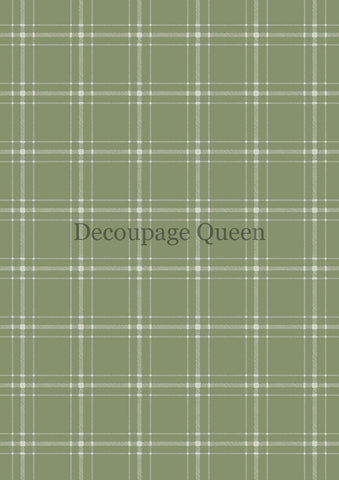 Decoupage Queen Green Plaid Rice Paper