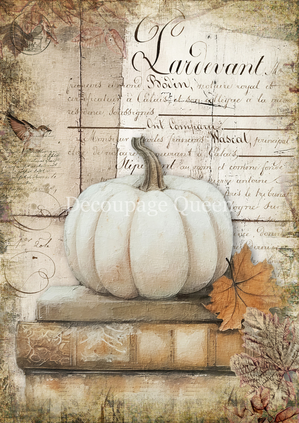 Decoupage Queen Cottage Pumpkin 1 Rice Paper