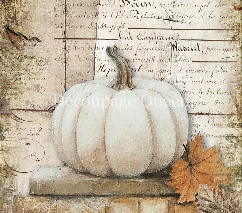 Decoupage Queen Cottage Pumpkin 1 Rice Paper