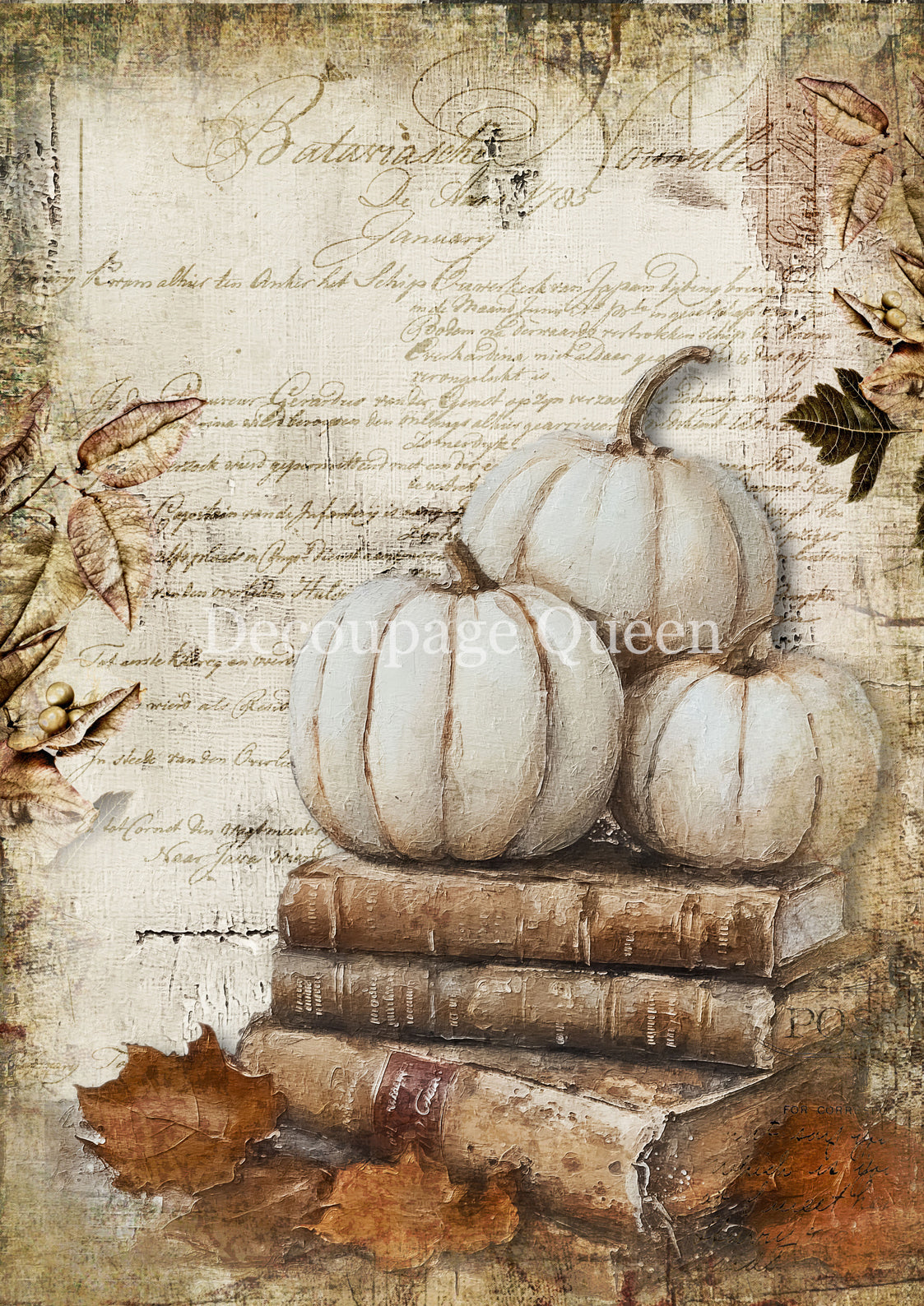 Decoupage Queen Cottage Pumpkin 2 Rice Paper