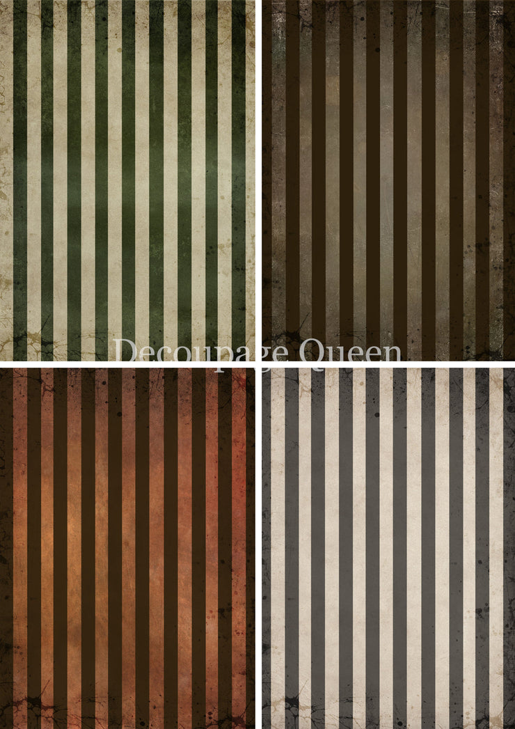 Decoupage Queen Fall Stripes Four Pack  Rice Paper