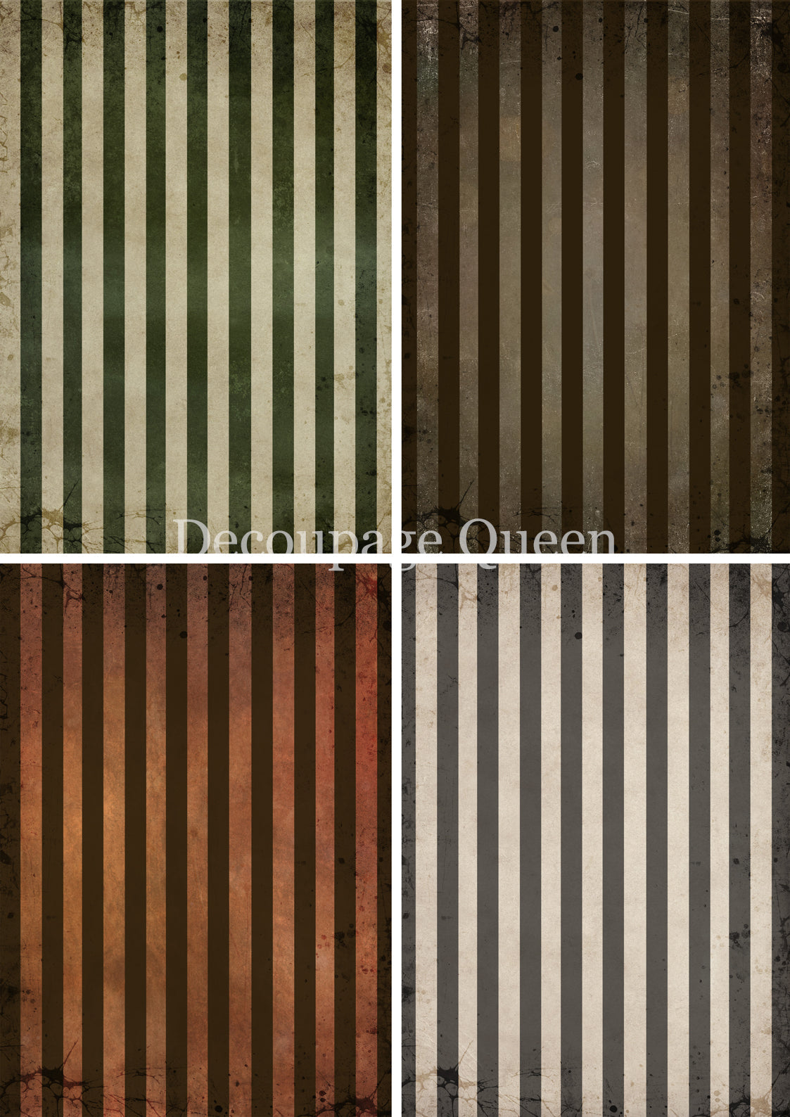 Decoupage Queen Fall Stripes Four Pack  Rice Paper