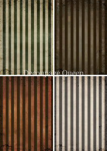 Decoupage Queen Fall Stripes Four Pack  Rice Paper