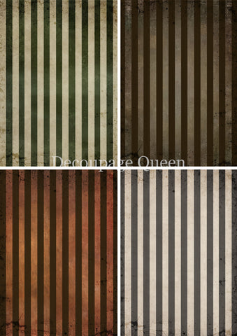Decoupage Queen Fall Stripes Four Pack  Rice Paper