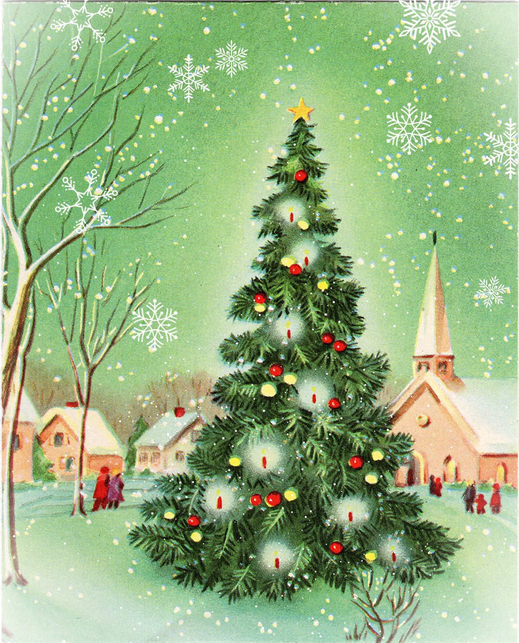 Village Tree - Seasons Greetings 1962 - ellen j goods