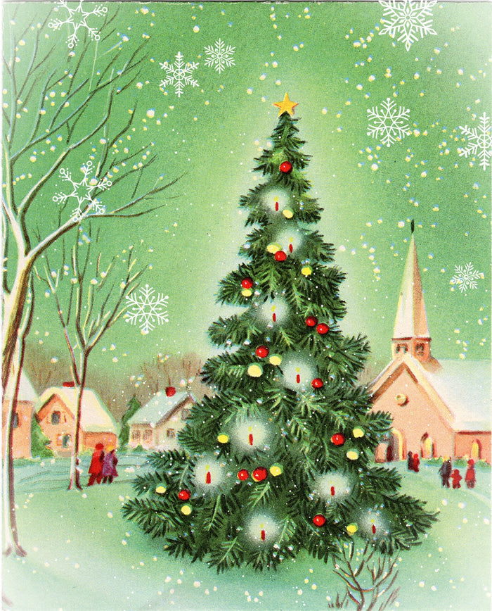 Village Tree - Seasons Greetings 1962 - ellen j goods