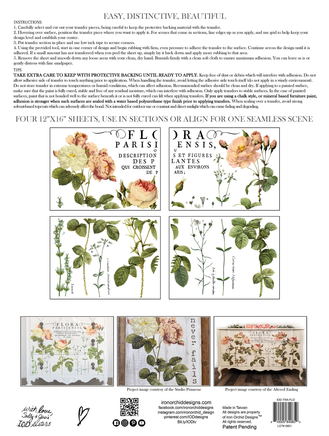 Flora Parisiensis IOD Transfer 12×16