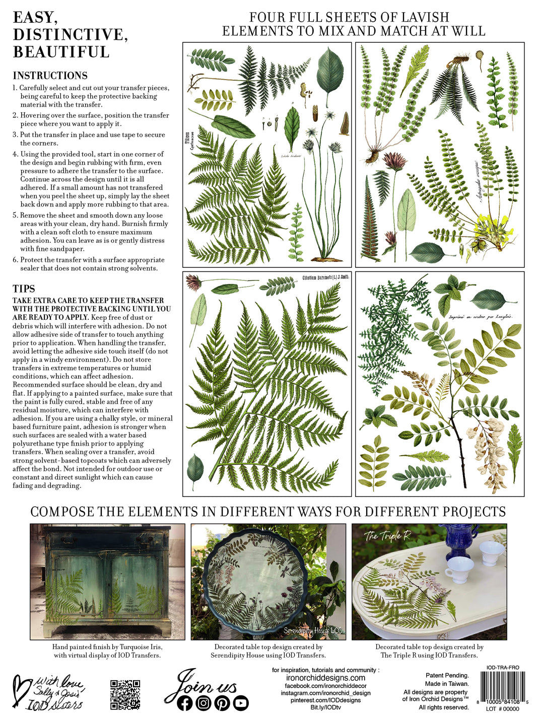 Fronds Botanical IOD Transfer 12×16