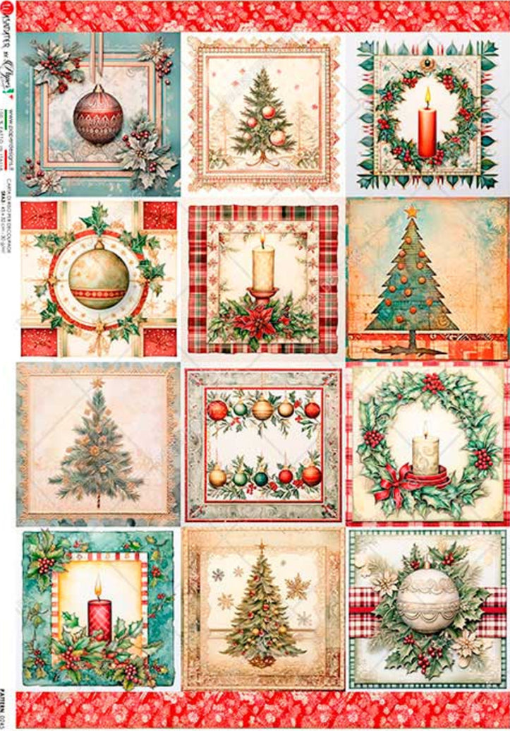 Holiday Festive Squares Rice Paper 0245