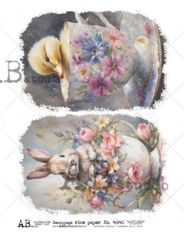 Bunny and Chick Teacups Pair 4840