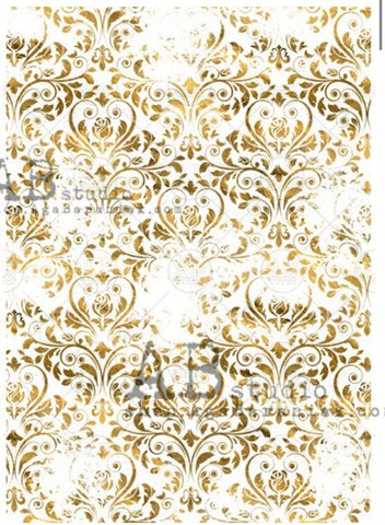 Gilded Rice Paper Damask Pattern 0207