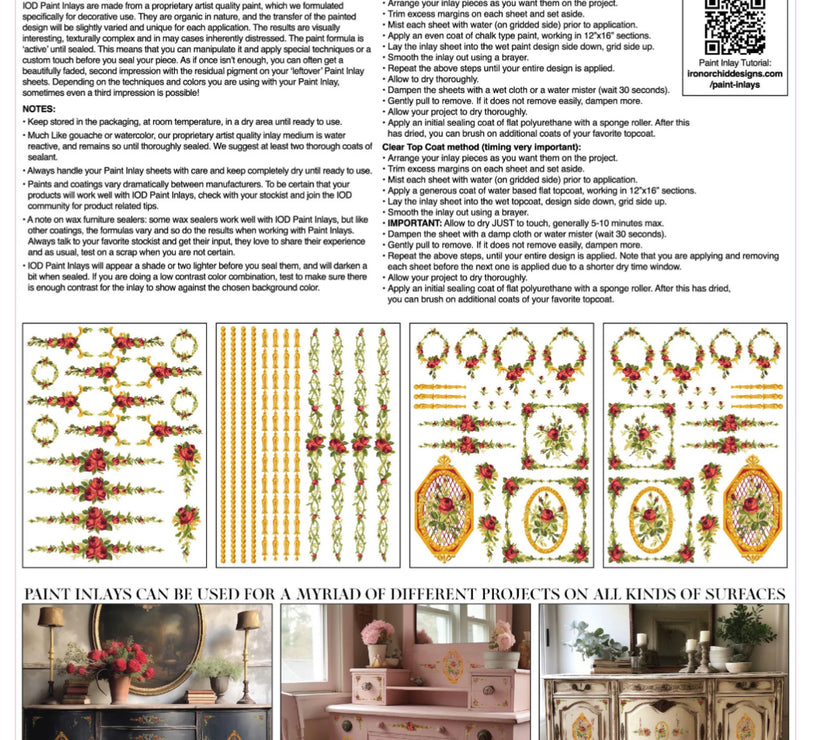 Petite Fleur Red IOD Paint Inlay