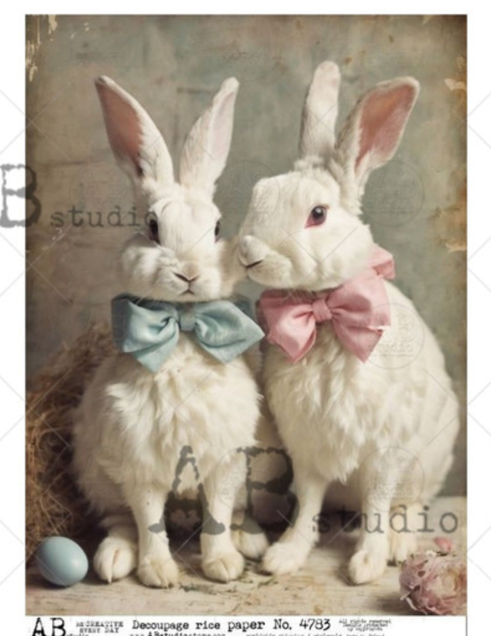 White Boy and Girl Bunny ABRP_4783, rice paper design by AB Studios, arts & entertainment > hobbies & creative arts > arts & crafts, for decoupage and crafting