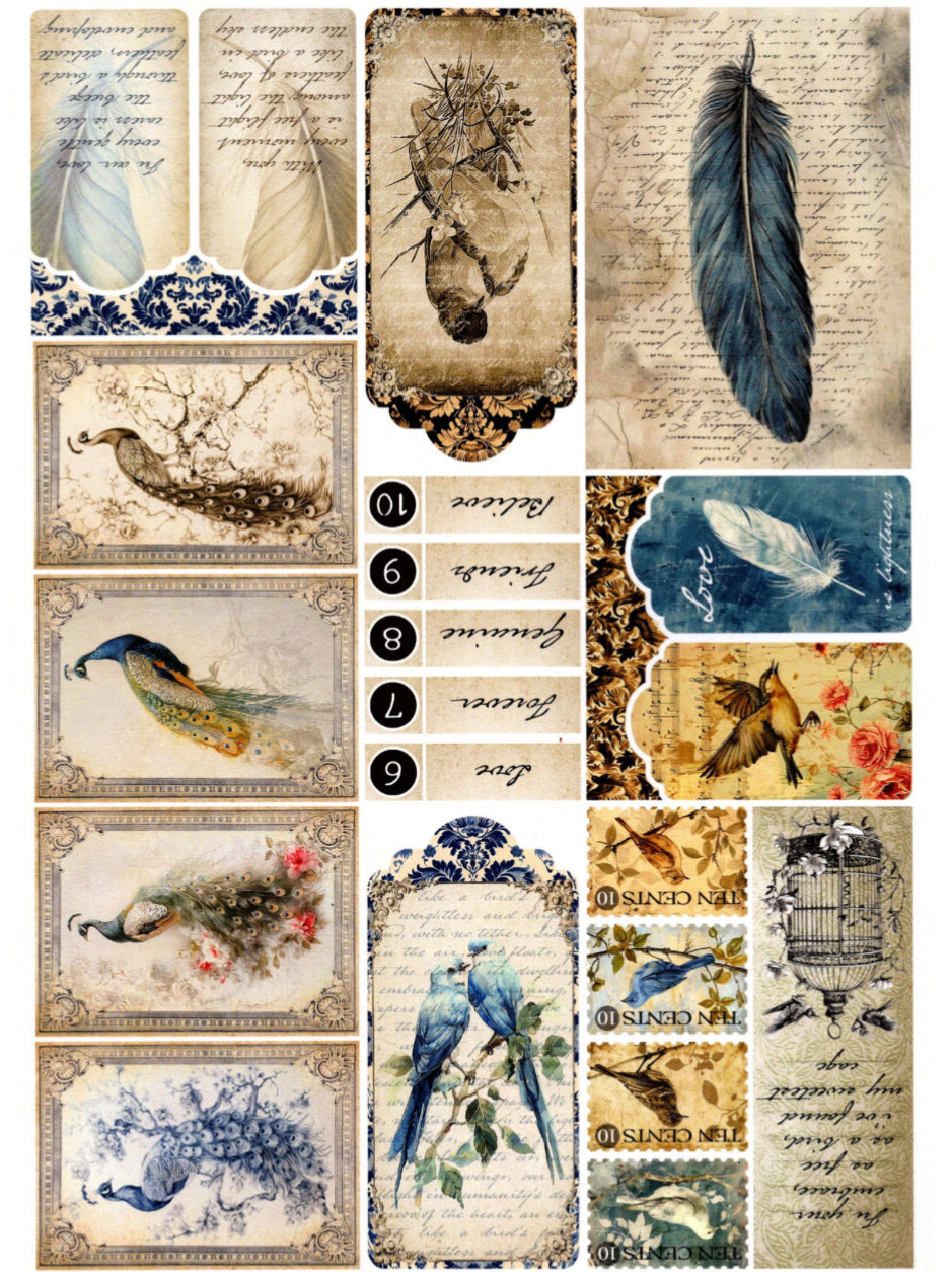 Vintage Birds Junk Journal Kit