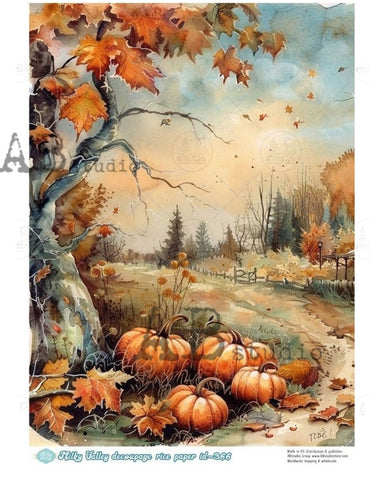 Fall Twisted Tree and Pumpkins Scene MV366
